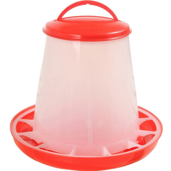 Chicken Accessories 1 Pc Red and White Plastic Feeder Baby Chicken Chicks Hen Poultry Feeder With Lid & Handle Chicken Supplies